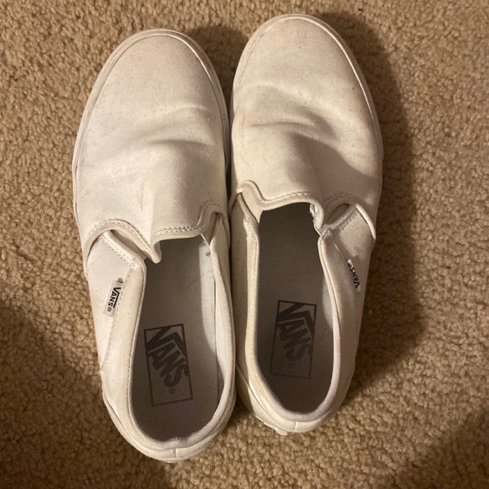 white slip on vans